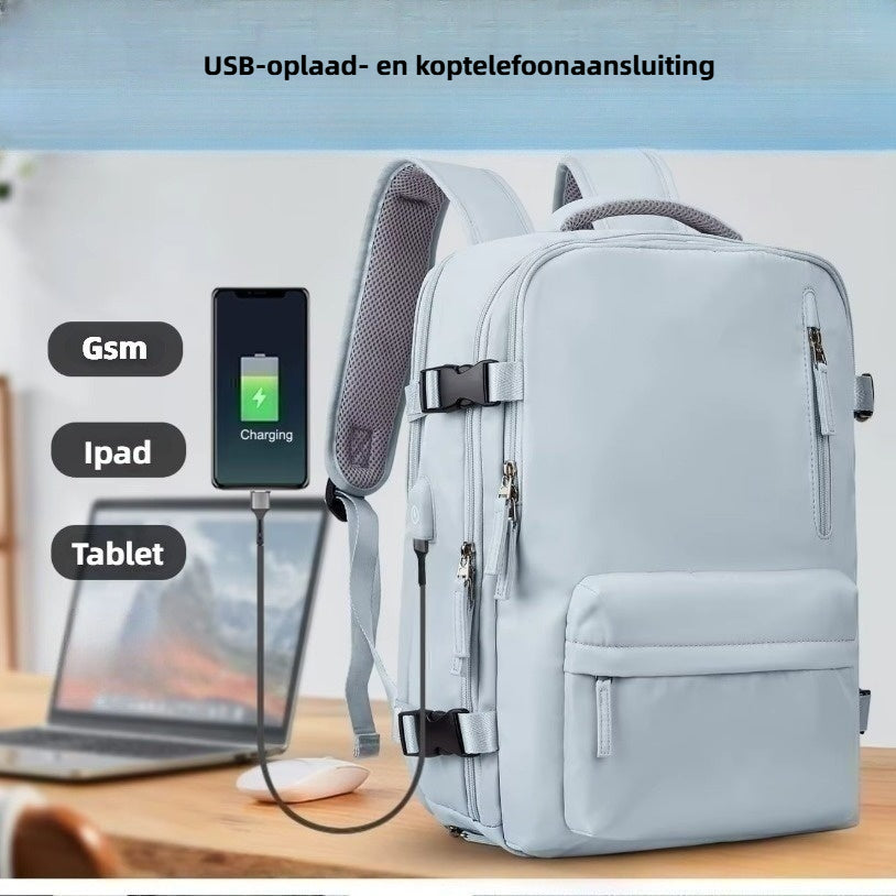 Unisex reisrugzak met USB-aansluiting – Ideaal als handbagage voor vliegreizen (40x30x20 cm)