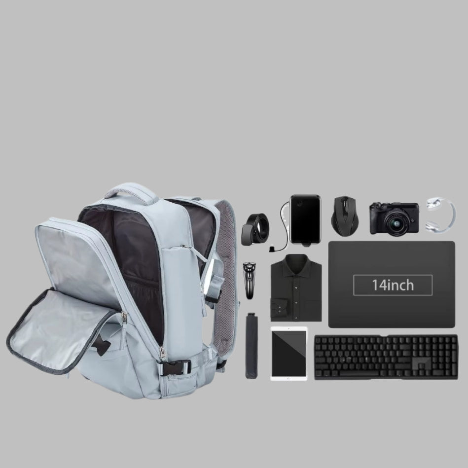 Unisex reisrugzak met USB-aansluiting – Ideaal als handbagage voor vliegreizen (40x30x20 cm)