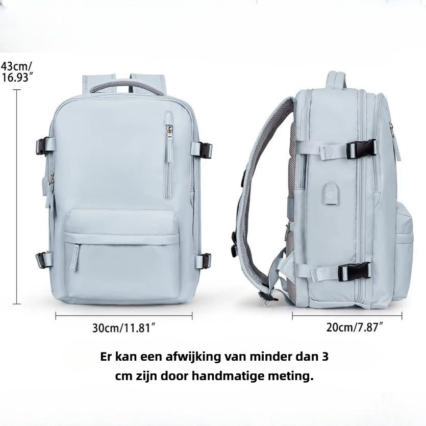 Unisex reisrugzak met USB-aansluiting – Ideaal als handbagage voor vliegreizen (40x30x20 cm)