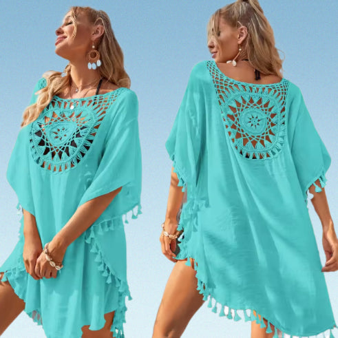 Boho strandjurk met franjes – Luchtig gehaakt katoen