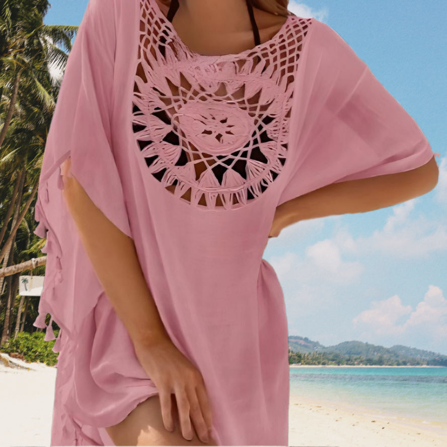Boho strandjurk met franjes – Luchtig gehaakt katoen