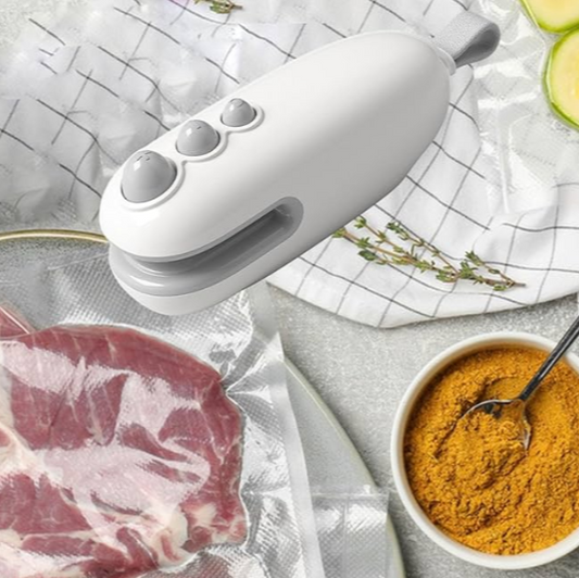 Oplaadbare 2-in-1 compacte zaksluitmachine & snijder – Handige zaksluitmachine voor voedsel, snacks en opbergzakken